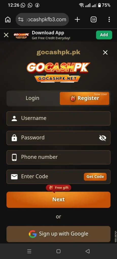 gocashpk download and register